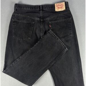 Levis 505 Jeans 34x32 Black Faded Wash Distressed Regular Straight Y2K READ